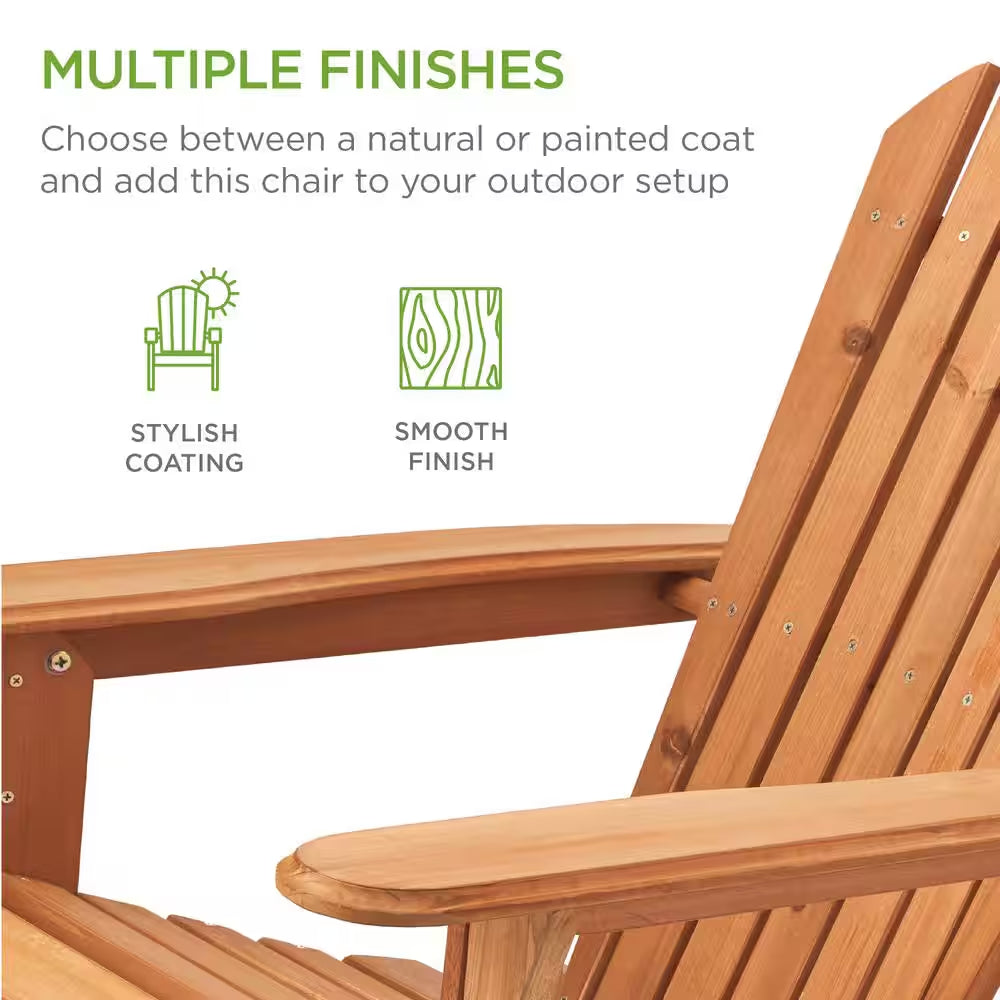 Natural Folding Wood Outdoor Adirondack Chair Set of 1