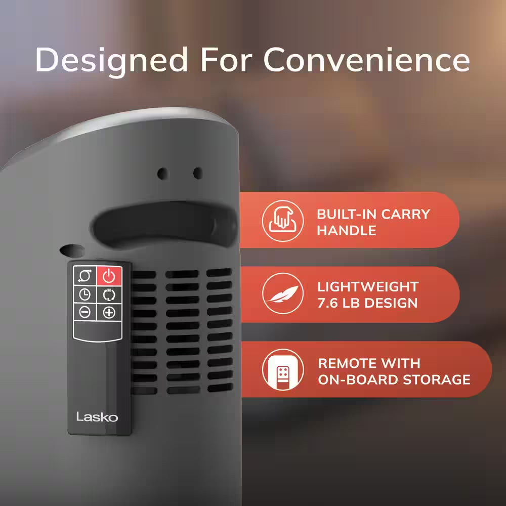 1500W 29 In. Gray Electric Pedestal Ceramic Oscillating Space Heater with Digital Display and Remote Control