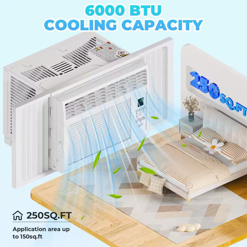 6,000 BTU (DOE) Window Air Conditioner 250 Sq. Ft. in White 115-Volt