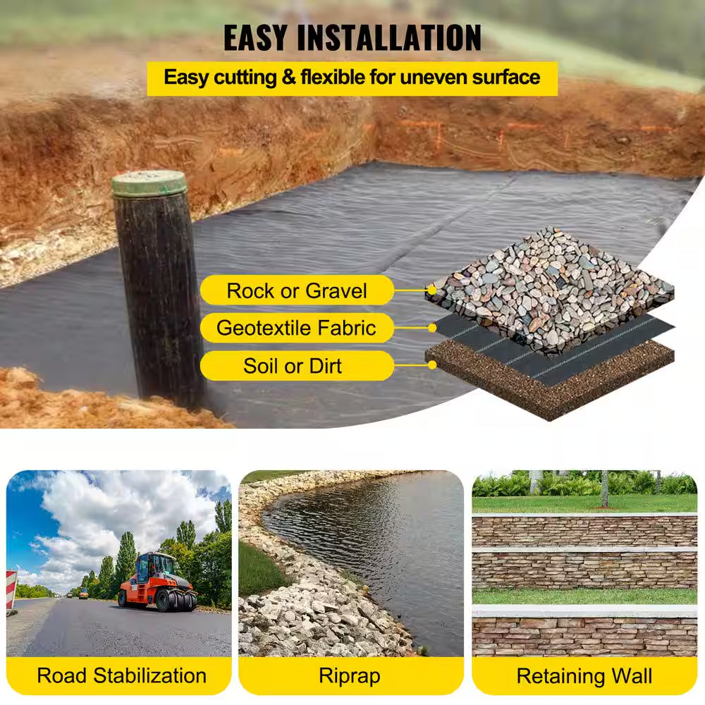 13 Ft. X 108 Ft. Commercial Grade Driveway Fabric Weed Barrier Landscape Fabric for Walking Path