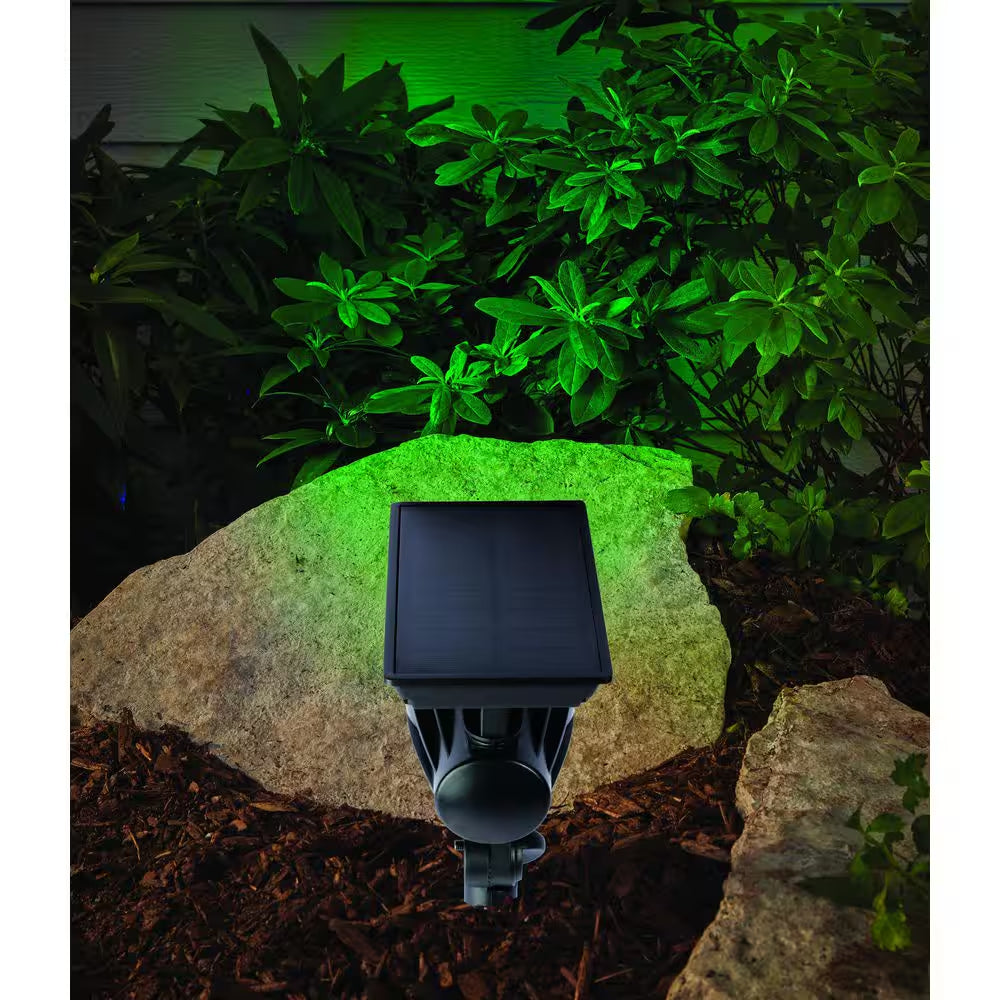 120 Lumen Black LED Weather Resistant Outdoor Solar Spot Light with Color Changing and Adjustable Head