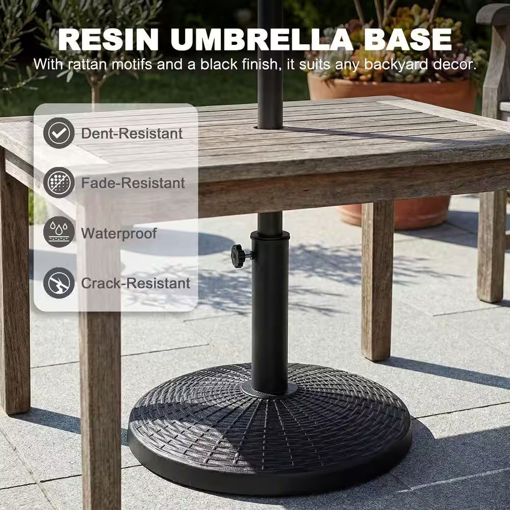 Black Resin and Concrete Outdoor 22 Lb. 18 In. round Patio Umbrella Base, for 1.5 In. Umbrella Poles