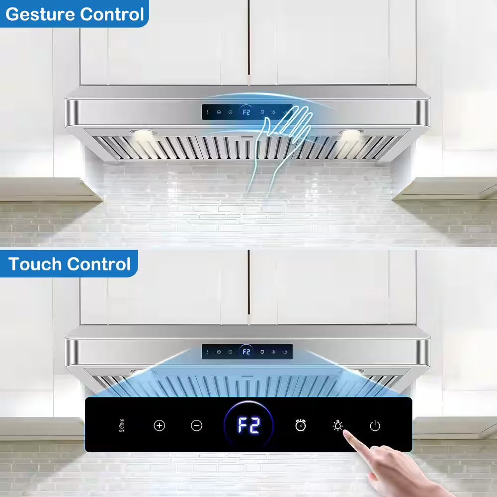 36 In. 1200 CFM Convertible under Cabinet Range Hood in Stainless Steel with 4-Speed Settings, Built-In Oil Cup