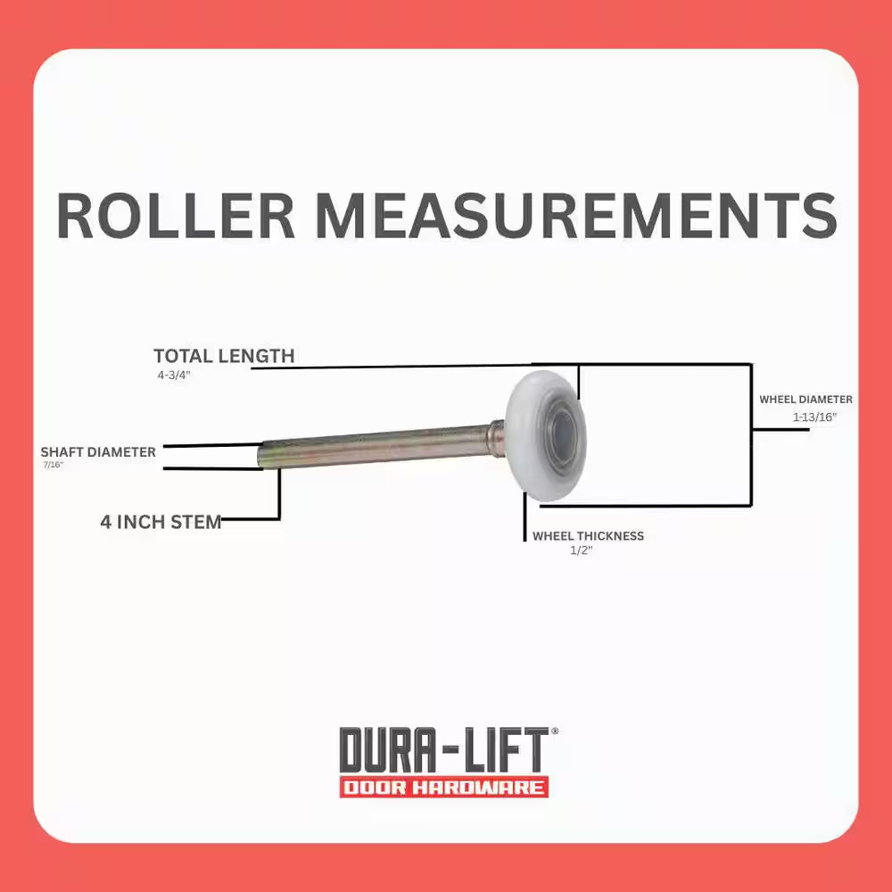 Ultra-Life Max 2 In. Nylon Garage Door Roller with Sealed 6200ZZ Bearing and 4 In. Steel Stem (10-Pack)
