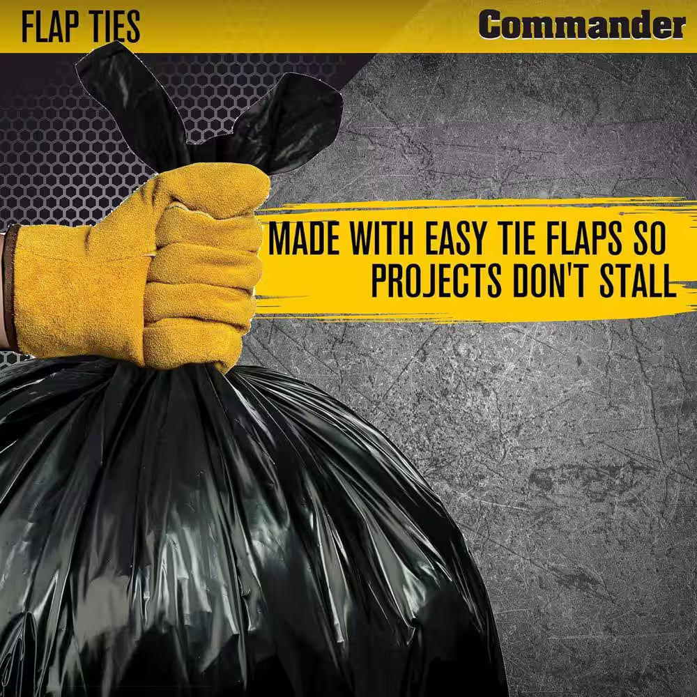 55 Gal. 2 MIL Heavy Duty Contractor Trash Bags with Flap Ties 36 In. X 56 In. with Flap, Pack of 20