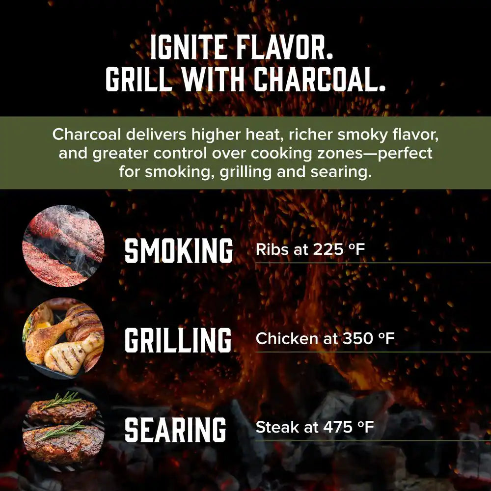 Oakford Outpost 29-Offset Smoker Charcoal Grill in Black