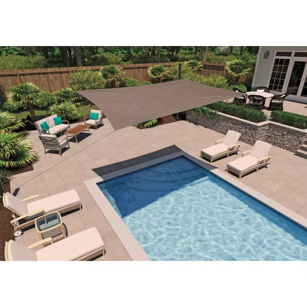 11.8 Ft. X 8 Ft. Ready to Hang Shade Sail, Rectangle-Mocha