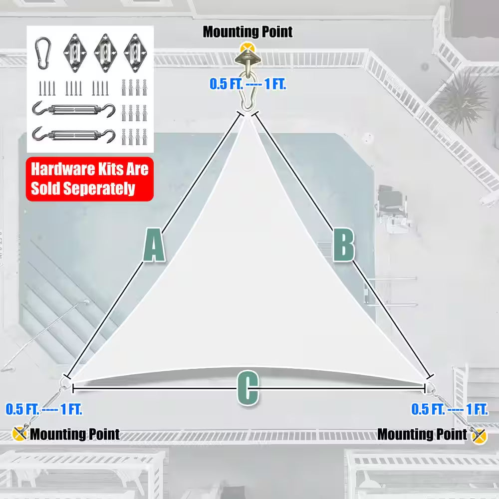 20 Ft. X 20 Ft. X 20 Ft. White Triangle Shade Sail