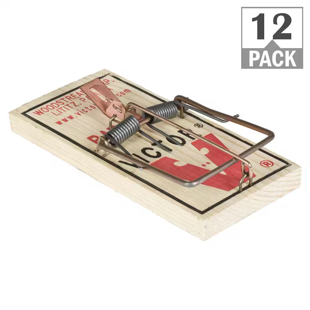 Metal Pedal Indoor and Outdoor Sustainably Sourced FSC Wood Snap Rat Trap (12-Count)