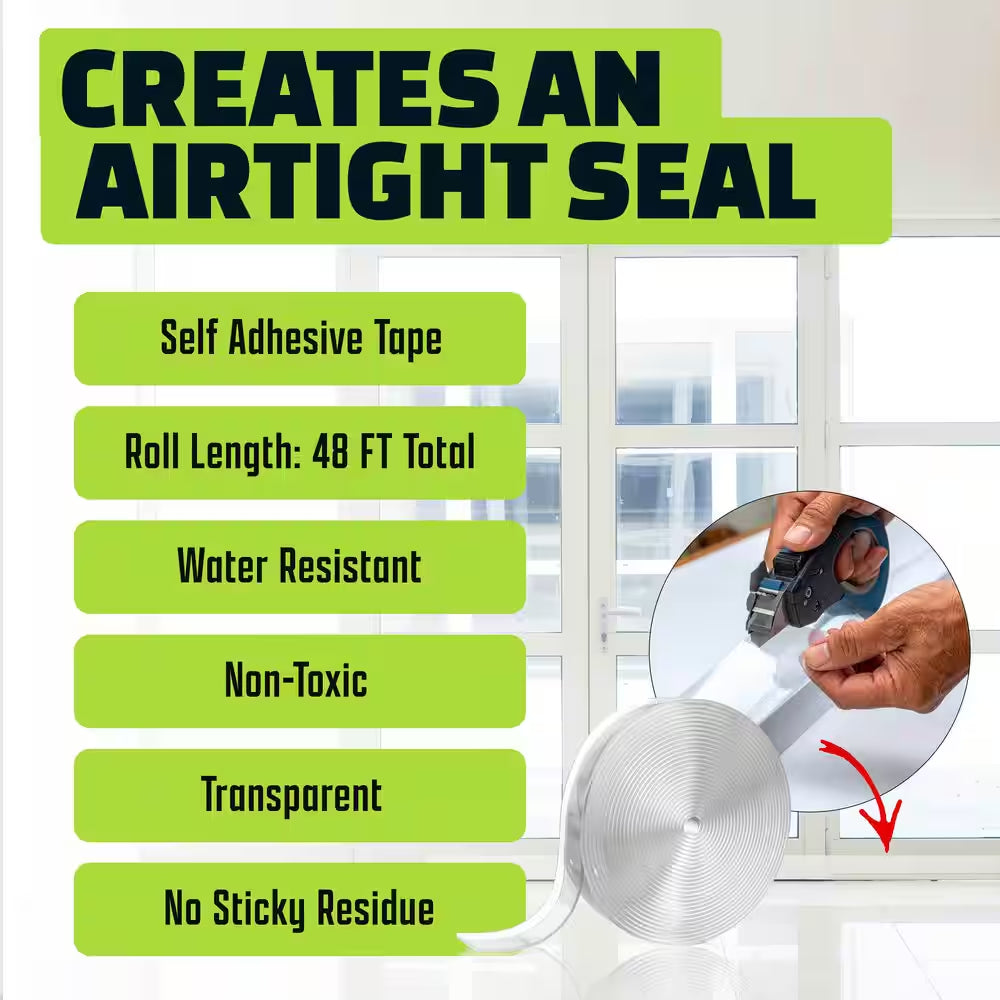 Alien Seal 1.4 In. X 49 Ft. Transparent Anti-Draft Adhesive Instant Insulation Seal Tape (3-Pack)