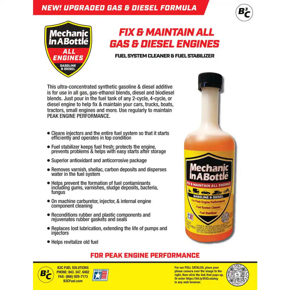 16 Oz. Fuel Additive Gas and Diesel - Fix, Maintain, Protect All Engines