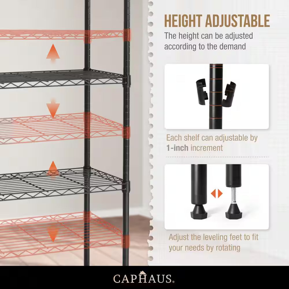Black 3-Tier Adjustable Height Welded Steel Garage Storage Shelving Unit with Liner (24 In. W X 30 In. H X 14 In. D)