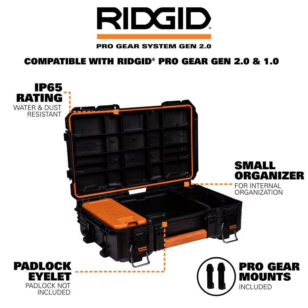 Pro Gear System Gen 2.0 Stackable Durable Compact Power Tool Box with Secure Hang Mounts
