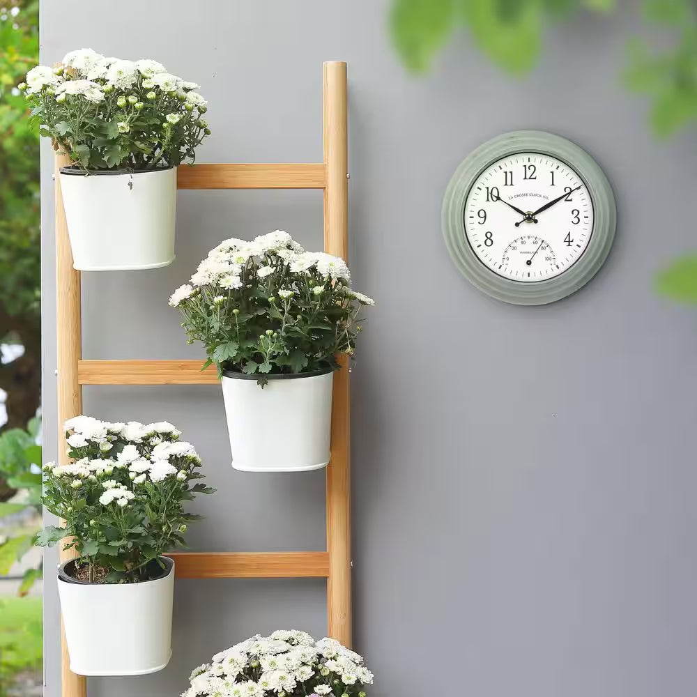 8 In. Sage Green Indoor/Outdoor Quartz Analog Wall Clock