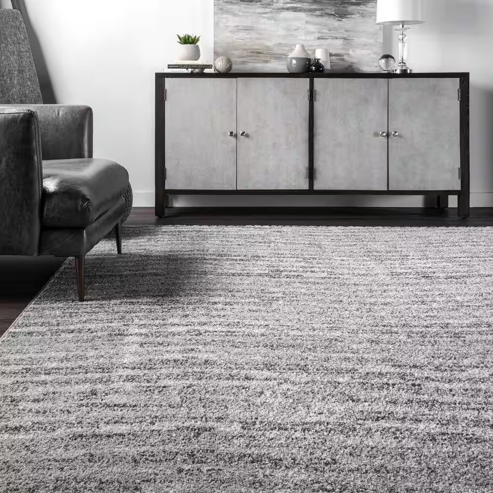Sherill Modern Ripples Gray 8 Ft. X 10 Ft. Living Room/Bedroom/Dining Room Area Rug