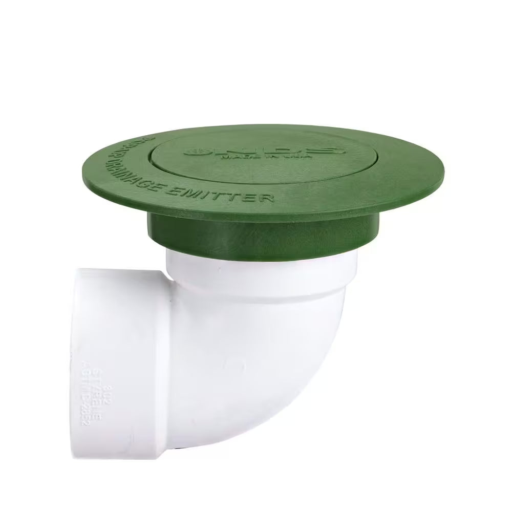 Pop-Up Drainage Emitter for 3 In. and 4 In. Drain Fittings, Green Plastic