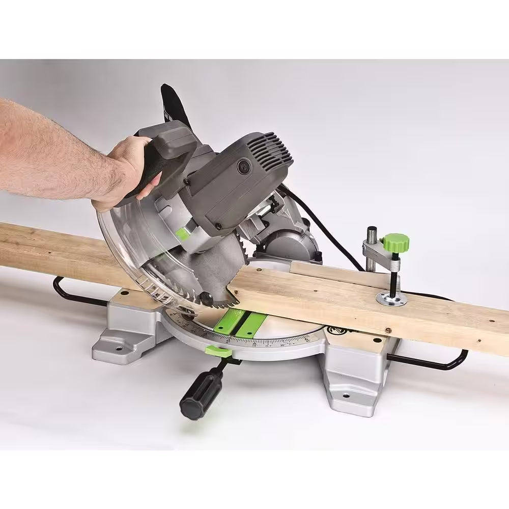15 Amp 10 In. Compound Miter Saw with Laser Guide, 9 Positive Stops, Clamp, Dust Bag, 2 Wings and Blade