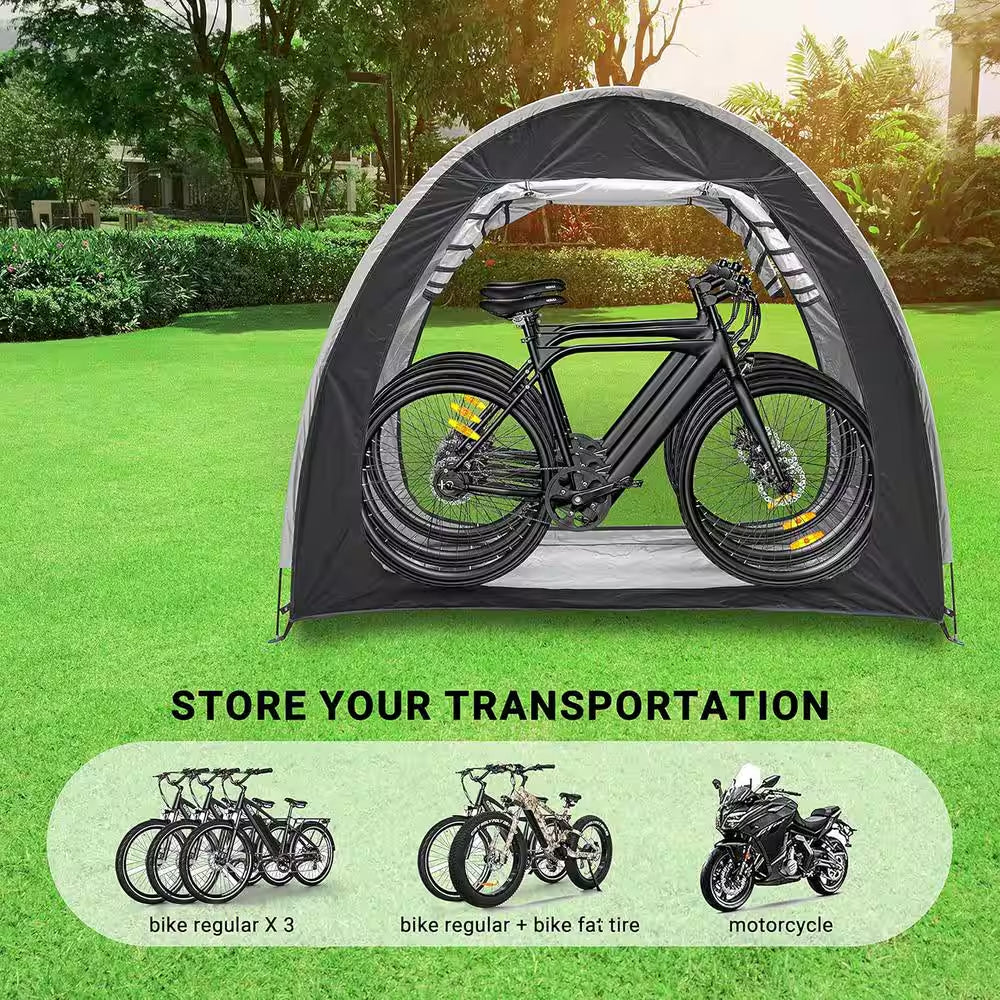 Bike Storage Shed Tent 6.9 Ft. X 4.9 Ft. Portable Foldable Outdoor Bicycle Cover Shelter with Double Doors for 3-4 Bikes