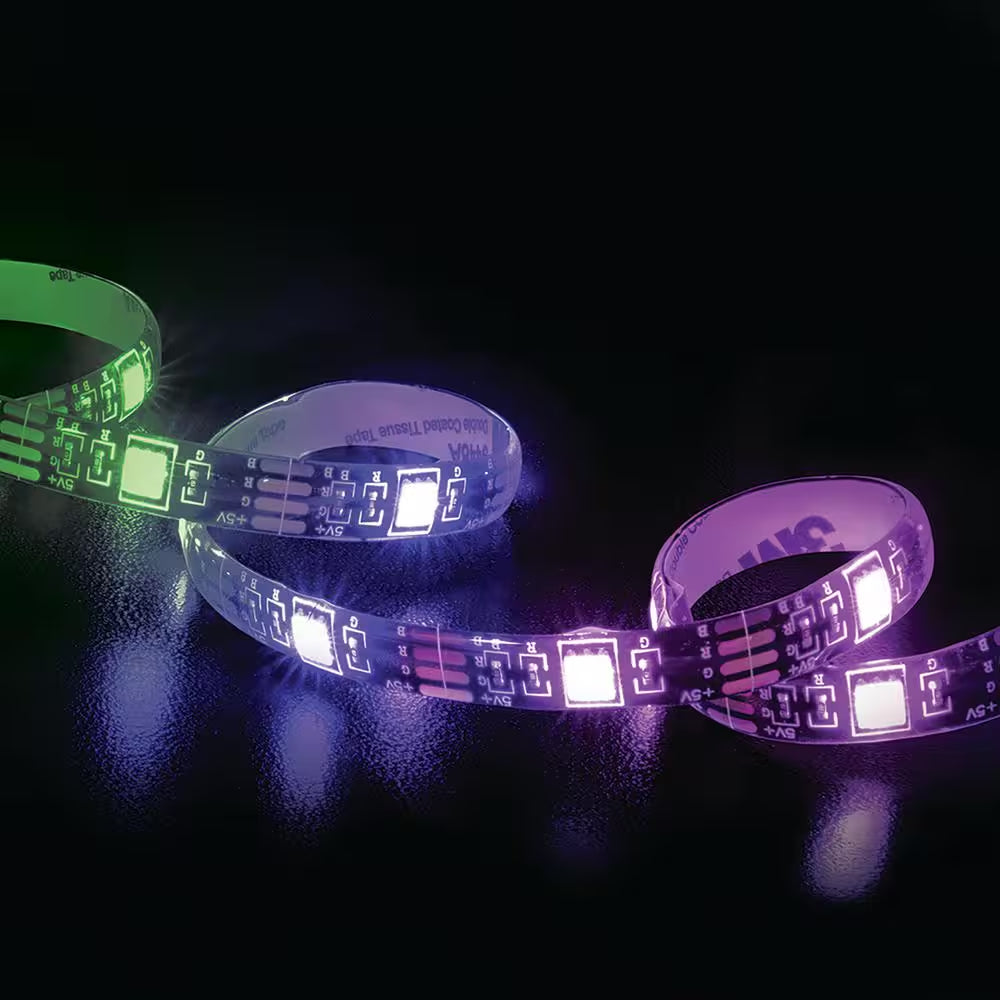 12Ft RGB LED Sound Reactive Light Strips W/Remote Control