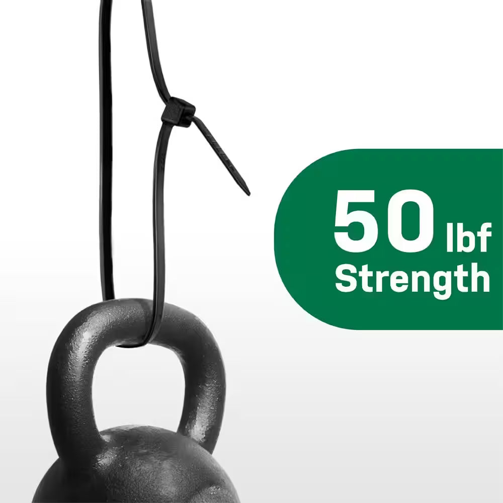 11In Standard 50Lb Tensile Strength UL 21S Rated Cable Zip Ties 100 Pack UV (Black)