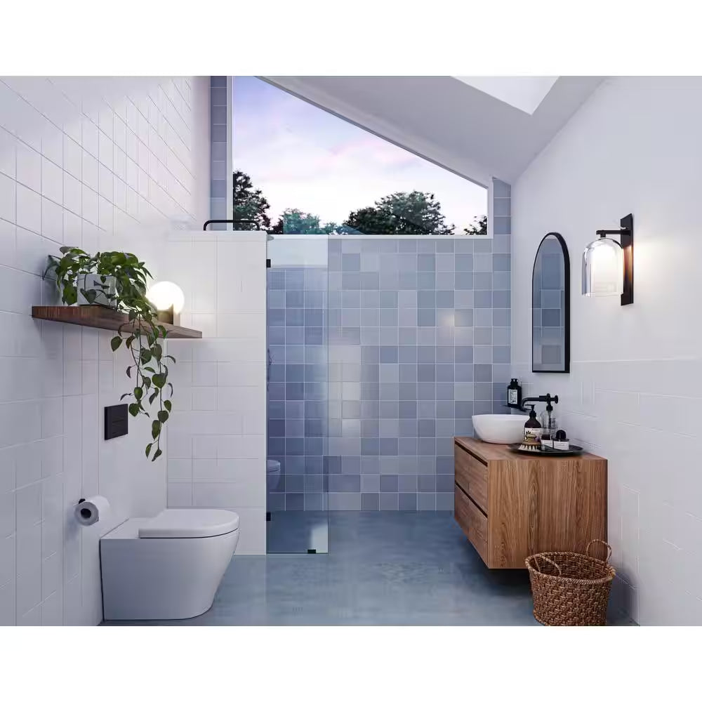 Vela 19 In. W X 78 In. H Frameless Fixed Single Panel Shower Door in Matte Black without Handle