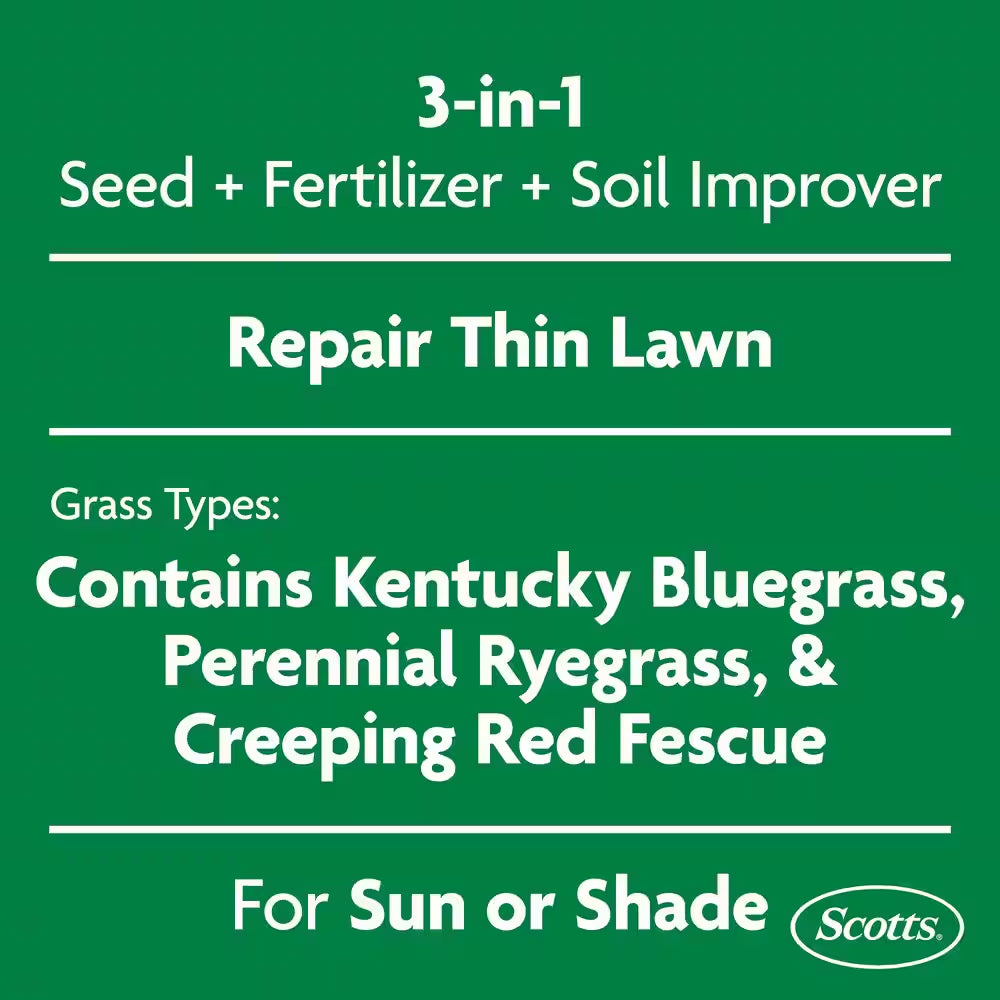 Turf Builder 12 Lbs. 1,200 Sq. Ft. THICK'R LAWN Grass Seed, Fertilizer, and Soil Improver for Sun & Shade