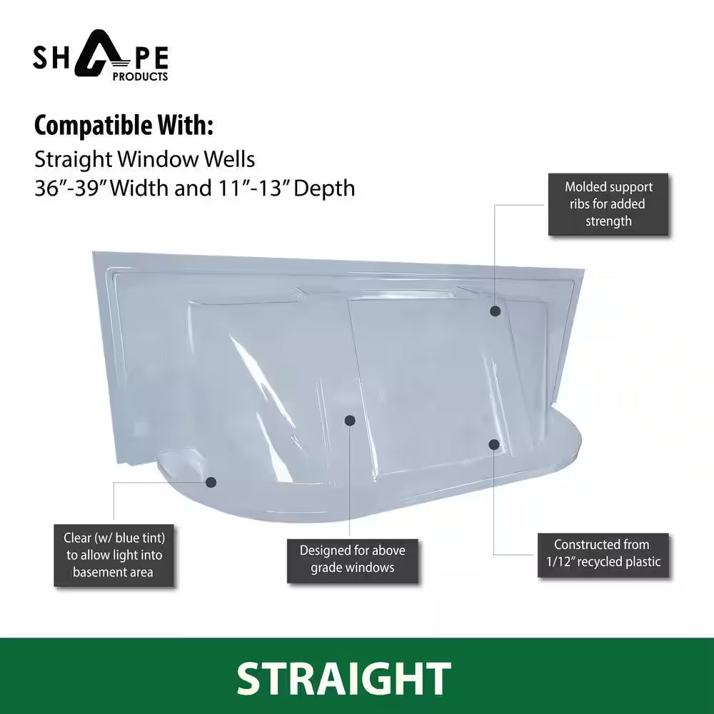 39 In. W X 13 In. D X 15 In. H Economy Straight Bubble Window Well Cover