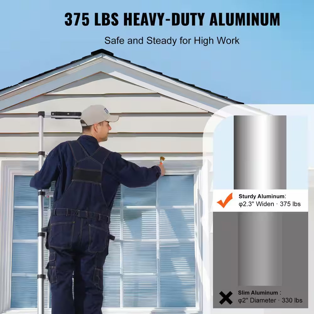 Telescoping Ladder, Non-Slip Feet, 8.5 Ft. Aluminum Extension Ladder 8.5 Ft. 375 Lbs. Collapsible