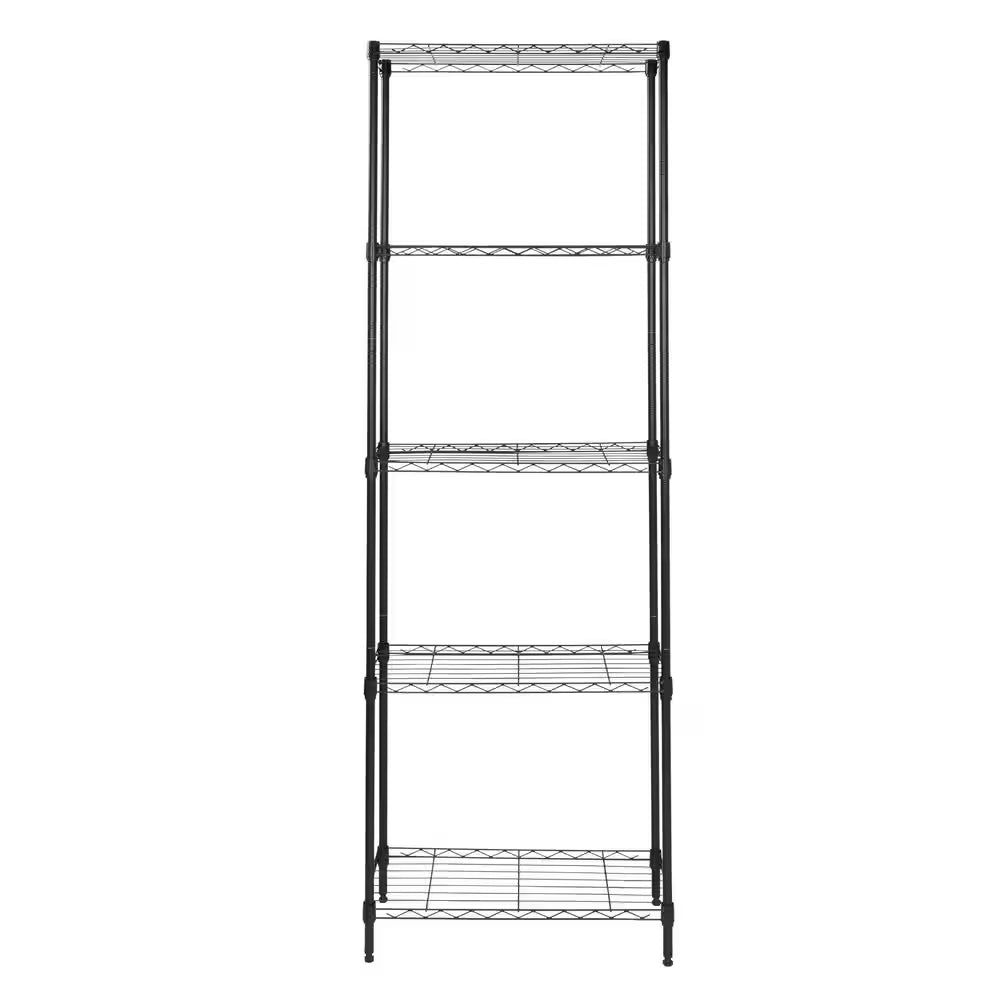 5-Tier Steel Wire Shelving Unit in Black 24 In. W X 72 In. H X 10 In. D