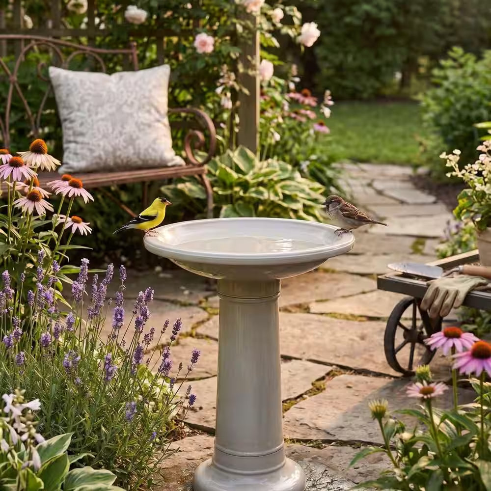 Classic 17.4 In. Dia Resin Dusky Taupe Birdbath