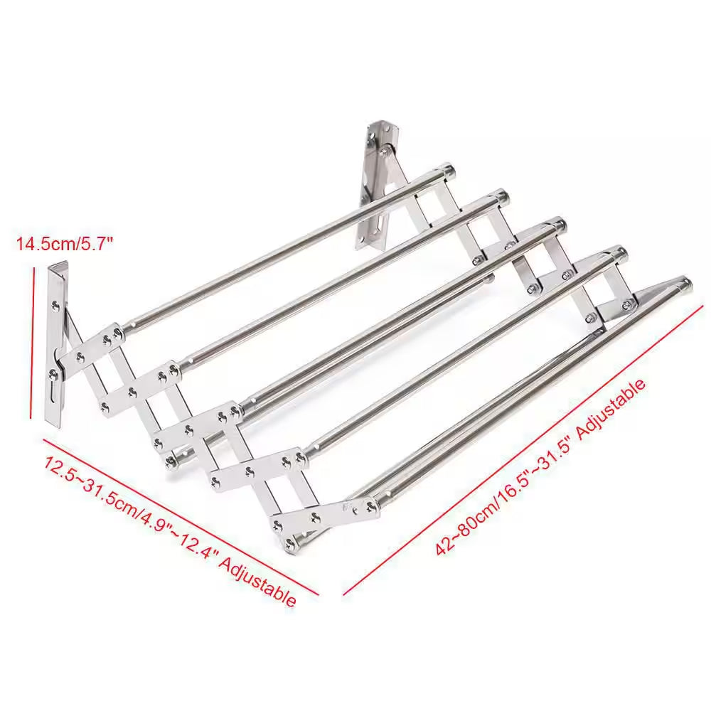 31.5 In. X 5.7 In. Silver Stainless Steel Folding Telescopic Towel Rack Garment Rack