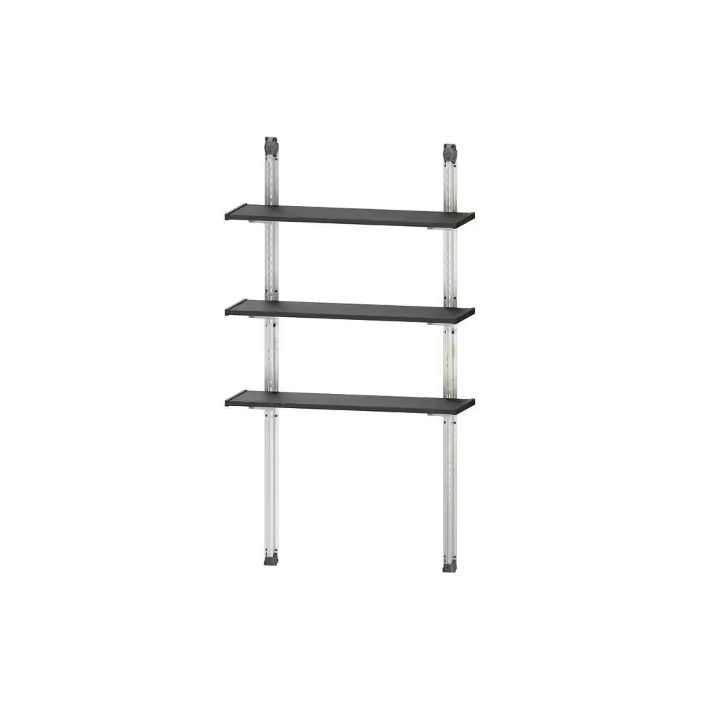 12 In. W X 40 In. H Black Adjustable Shelve Kit and Rack for Outdoor Storage Sheds Wall Shelving