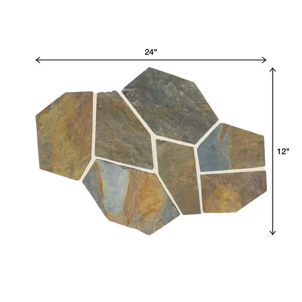 Natural Stone Collection Mongolian Spring 12 In. X 24 In. Slate Flagstone Floor and Wall Tile (13.5 Sq. Ft. / Case)