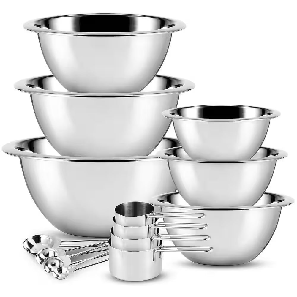 Nest plus 14-Piece Stainless Steel Kitchen Baking Mixing Bowl Set W/Measuring Cups