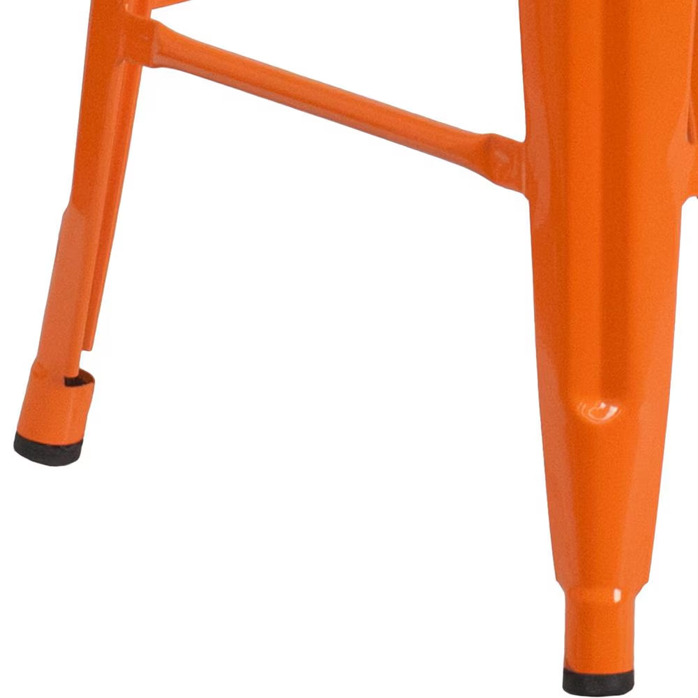 24 In. Orange Metal Bar Stool