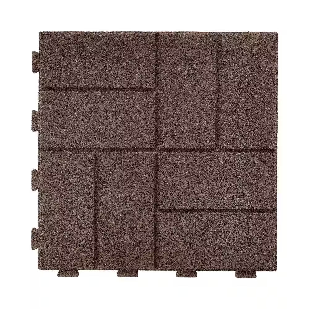 16 In. X 16 In. X 5/8 In. Brown Smartloc Rubber Paver (9-Pack)