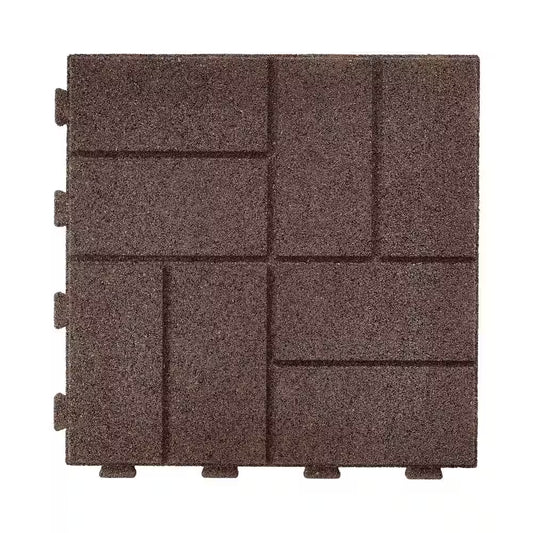 16 In. X 16 In. X 5/8 In. Brown Smartloc Rubber Paver (9-Pack)