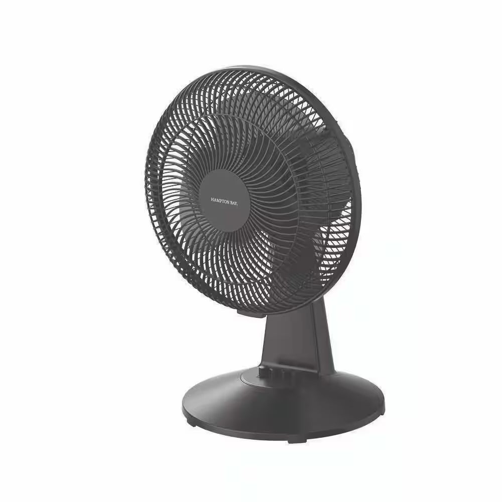12 In. 3-Speed Oscillating Personal Desk Fan with Tiltable Head in Black