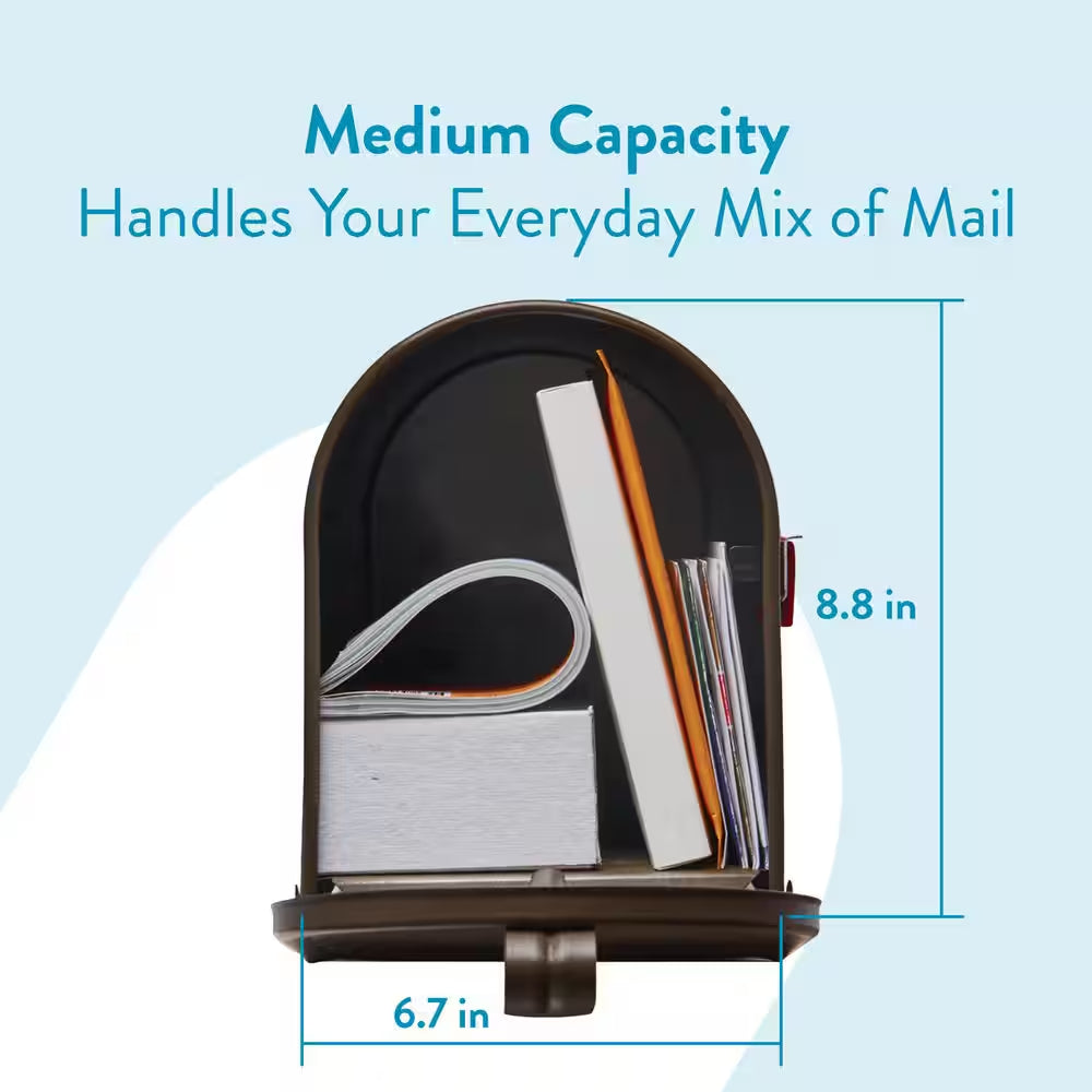 Elite Bronze, Medium, Steel, Post Mount Mailbox