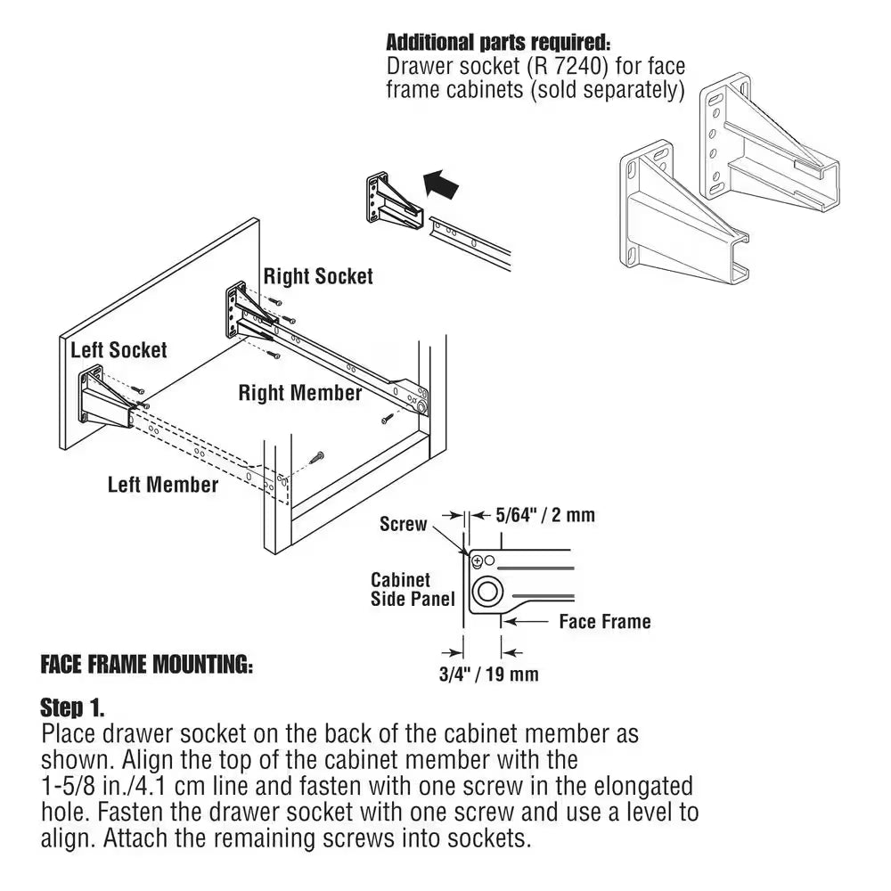 Self-Closing Design -Fits Most Bottom/ Side-Mounted Drawer Systems -15-3/4" Steel Tracks, Plastic Wheels, White (1-Pair)