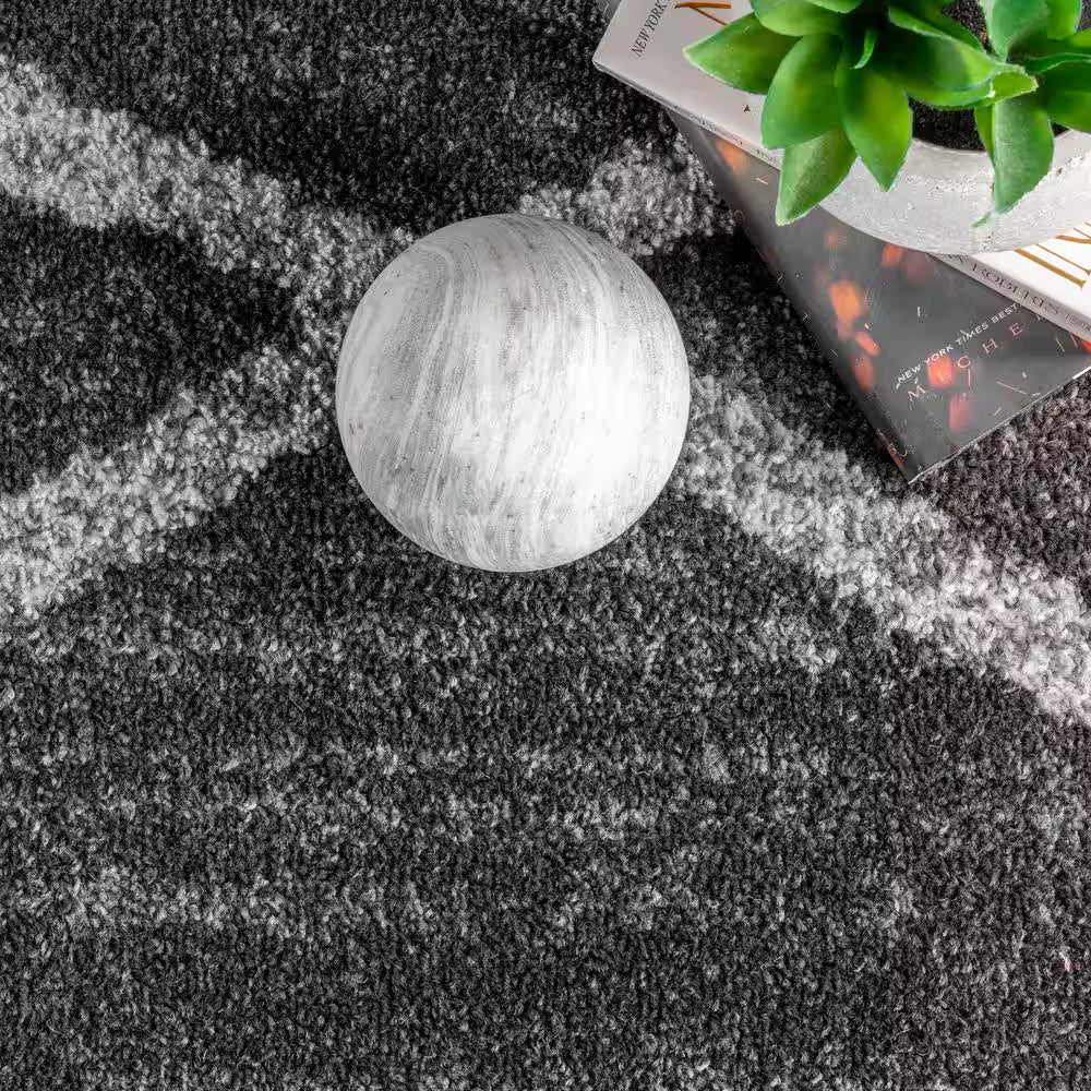 Thigpen Contemporary Stripes Dark Gray 5 Ft. X 8 Ft. Area Rug