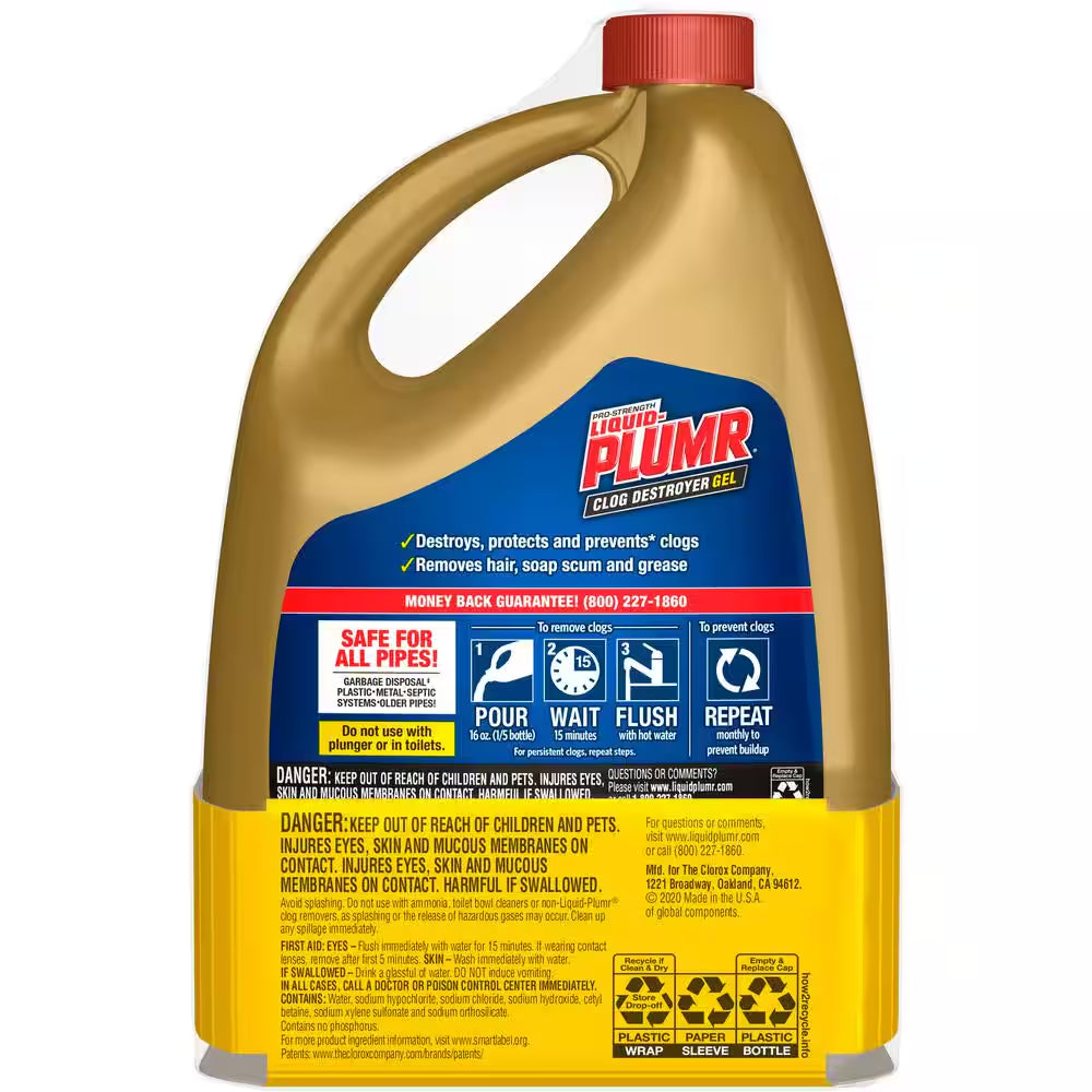 80 Oz. Pro Strength Full Clog Destroyer and Drain Cleaner plus Pipeguard (2-Pack)