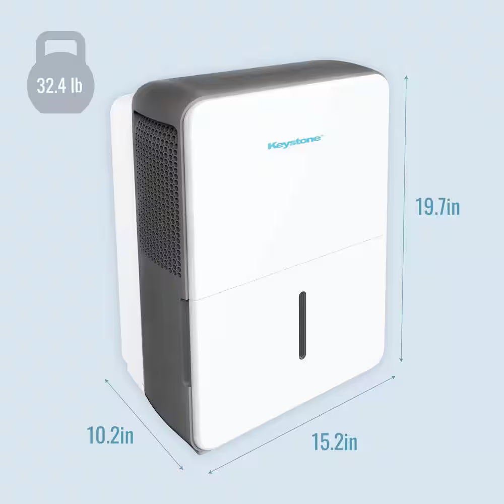 22 Pt. 1,500 Sq. Ft. Portable Dehumidifier for Large Rooms in White with Auto-Shutoff and Timer