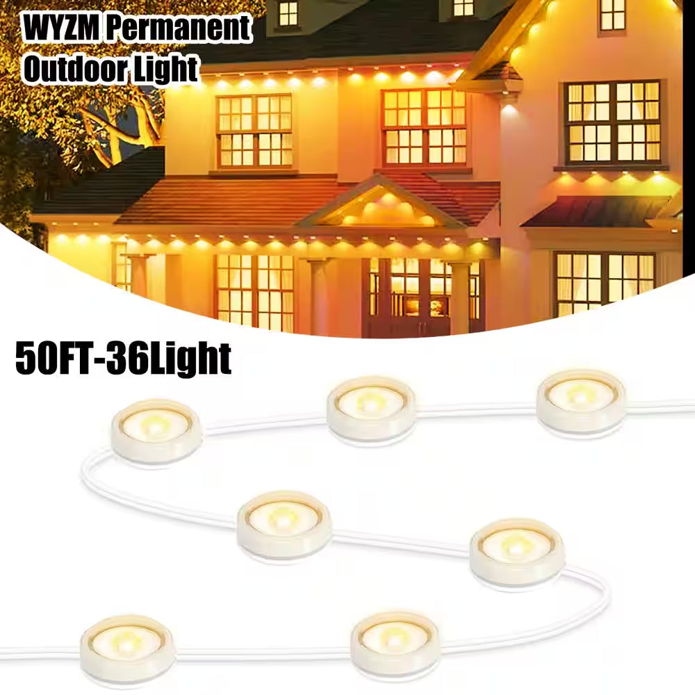 36-Light Indoor/Outdoor 50 Ft. Plug-In Integrated LED 2700K Warm White Novelty LED String Light Permanent Light, IP65