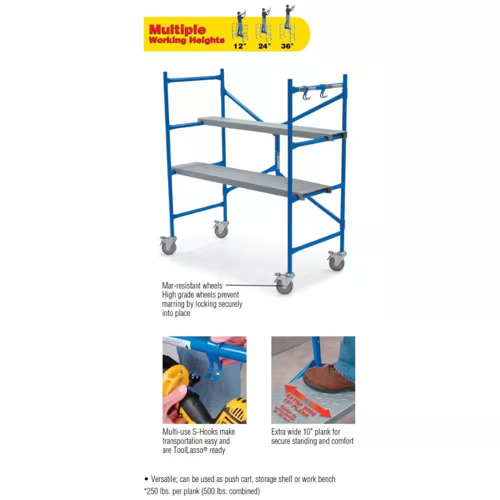 4 Ft. X 3.8 Ft. X 2 Ft. Portable Rolling Scaffold 500 Lb. Load Capacity