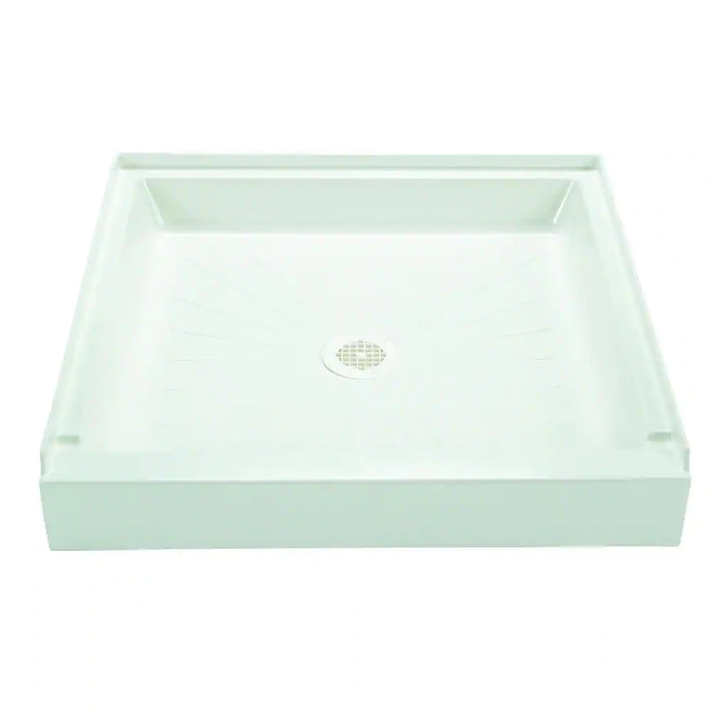 32 X 32 Alcove Shower Pan Base with Center Drain in White