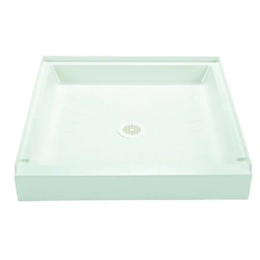 32 X 32 Alcove Shower Pan Base with Center Drain in White