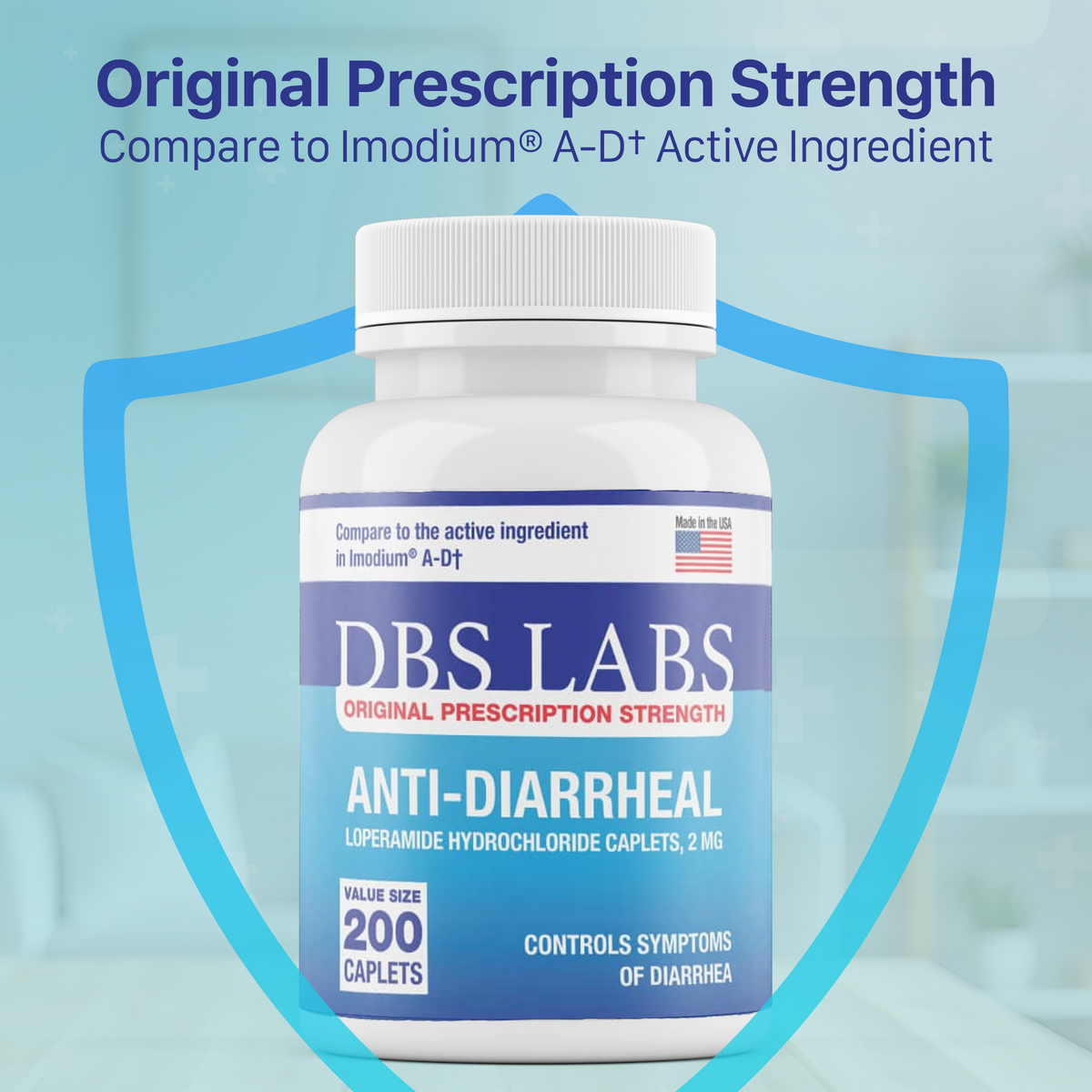 DBS LABS Diarrhea Relief Loperamide HCl 200 Caplets