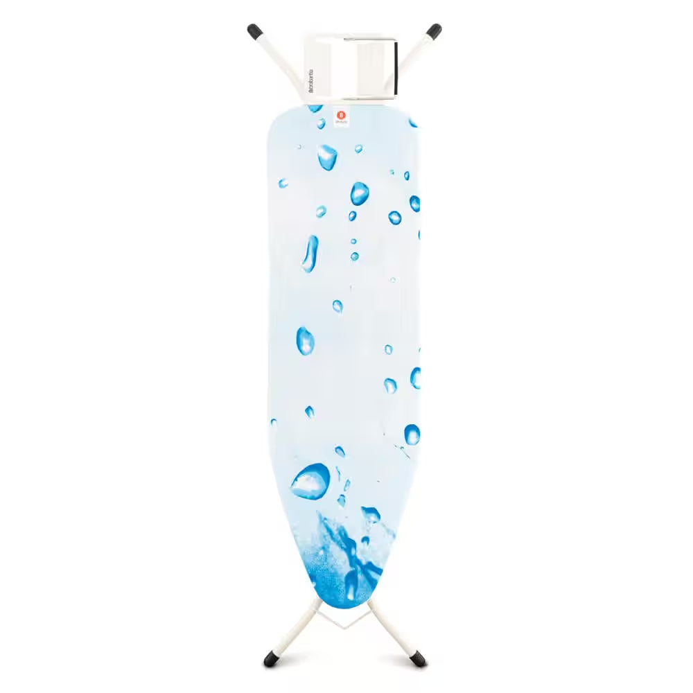 Ironing Board B 49 X 15 in with Steam Iron Rest, Ice Water Cover and White Frame