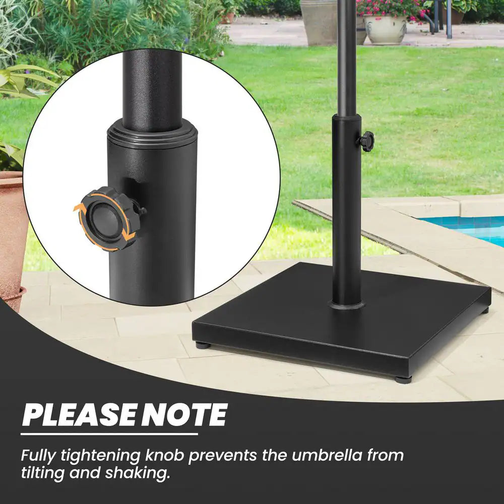 40 Lbs. Concrete Patio Umbrella Base in Black Weighted Outdoor Market Umbrella Stand Fits Umbrella Poles 1.37 - 1.9 In.